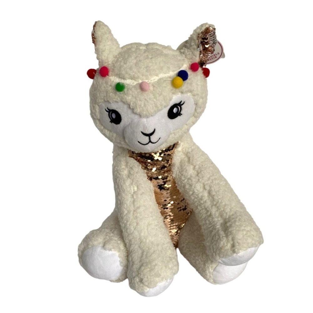 Love2Design Llama Large Plush Reversible Sequins 15x12x12 Inches With Tags